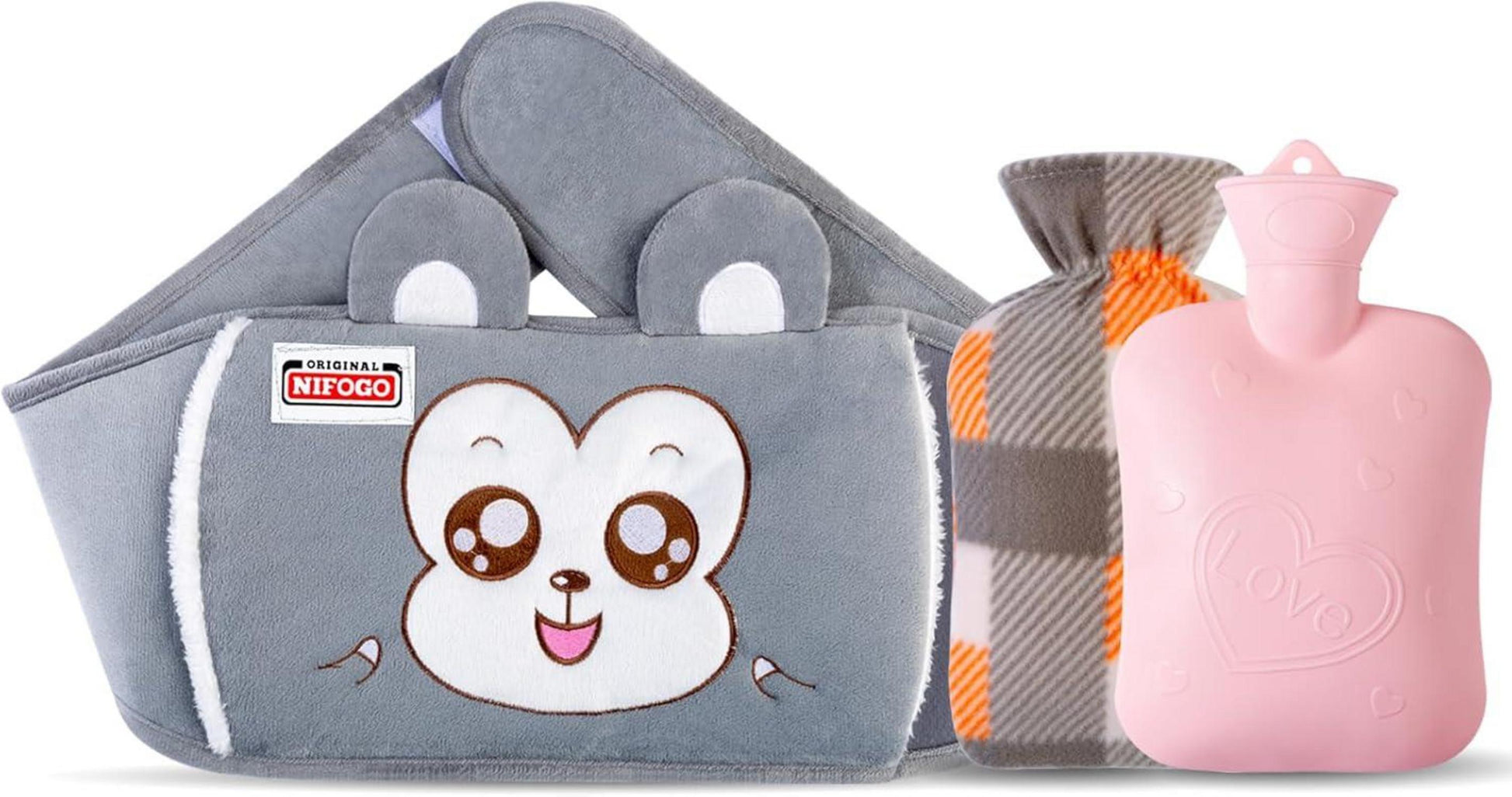 Wärmflaschengürtel mit Weichem Bezug 1,3L Grau für Nacken Schulter