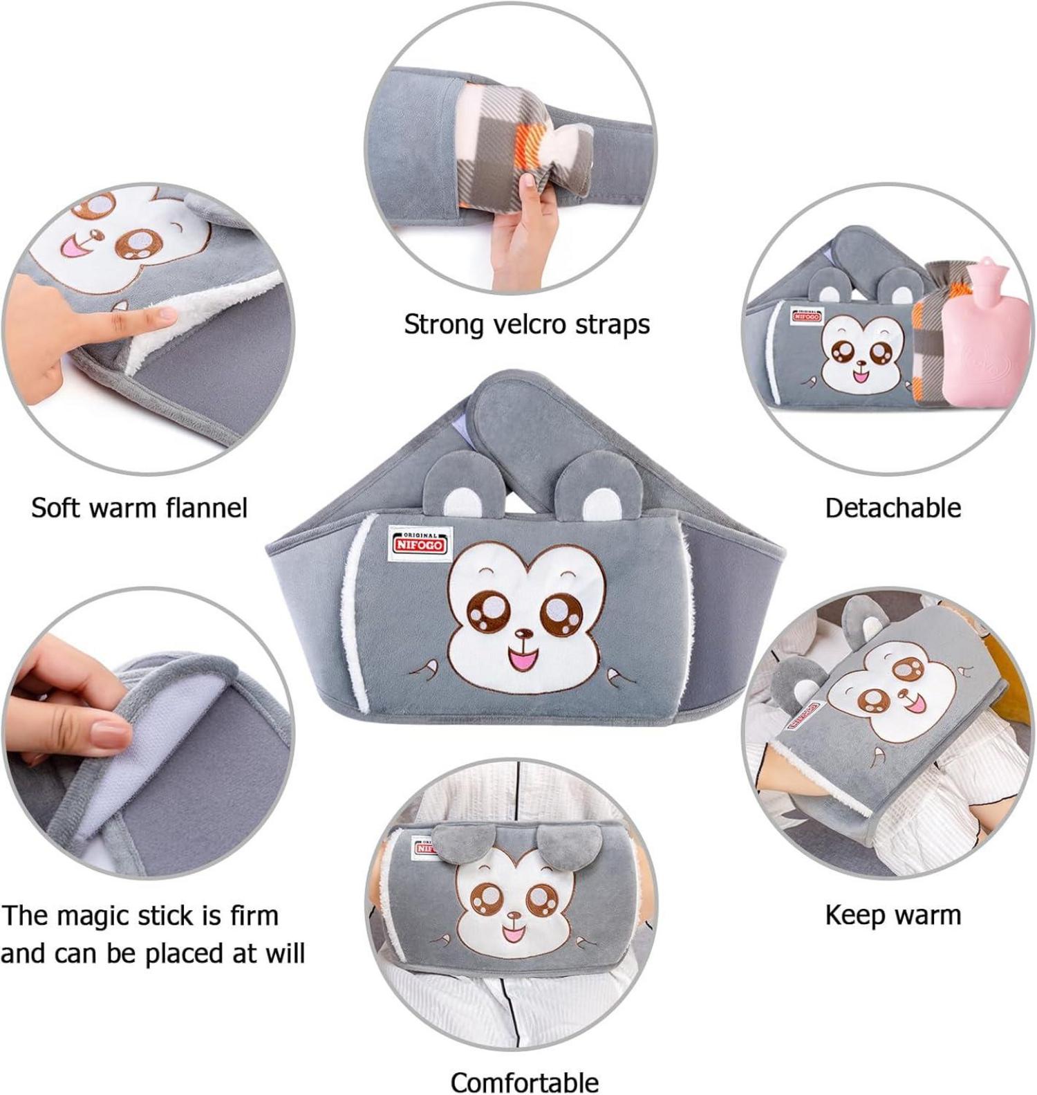 Wärmflaschengürtel mit Bezug 1,3L Grau für Nacken Schulter