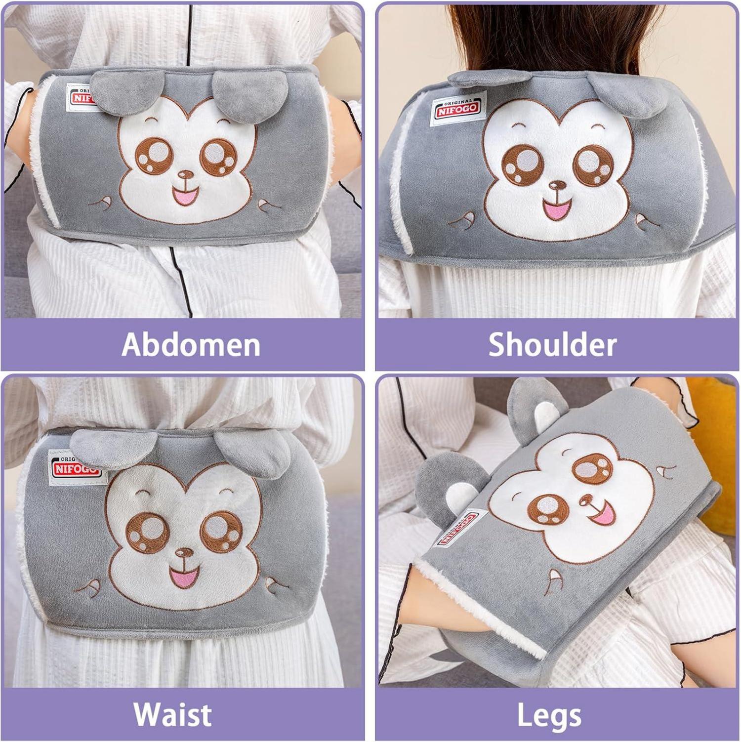 Wärmflaschengürtel mit Weichem Bezug 1,3L Grau für Nacken Schulter