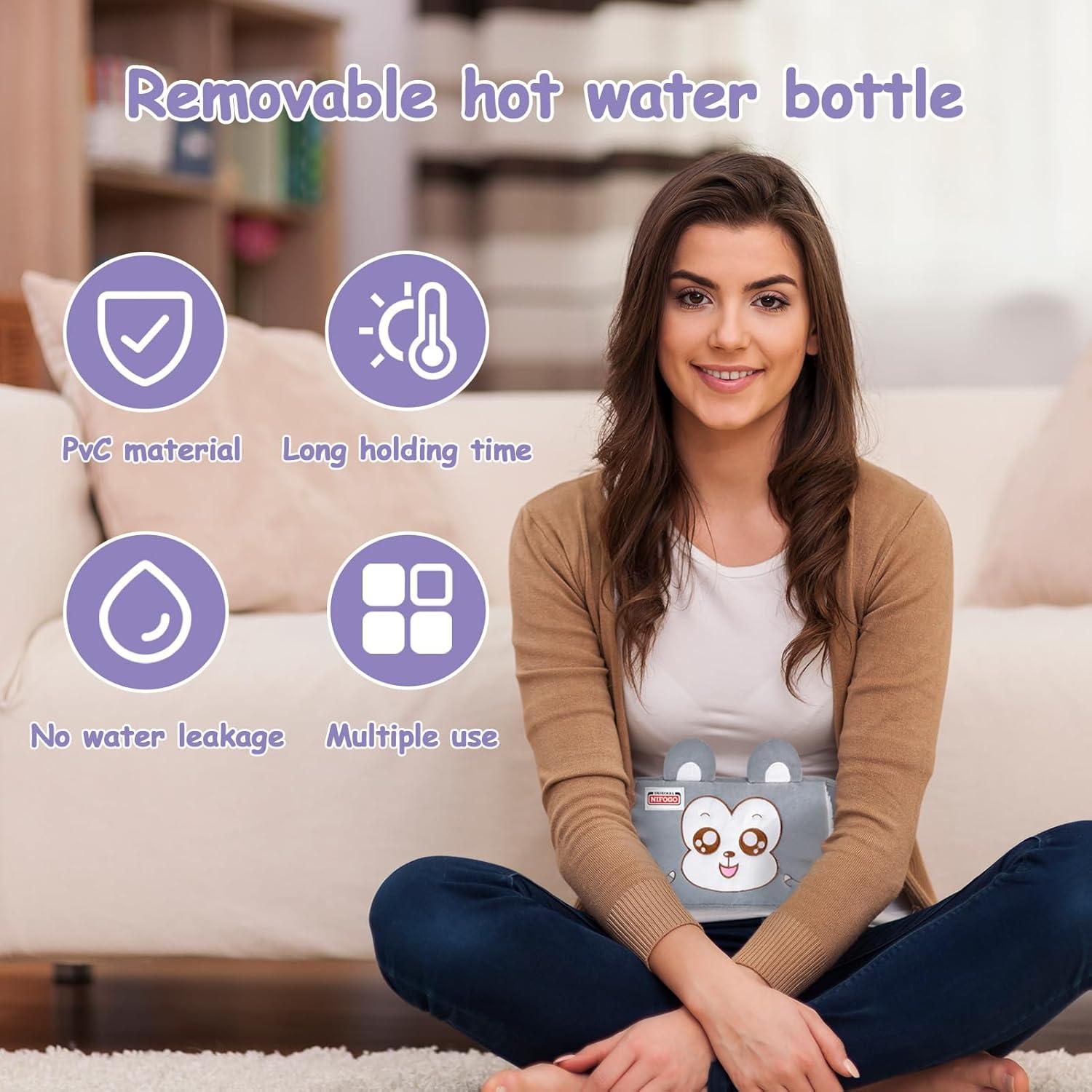 Wärmflaschengürtel 1,3L mit Weichem Taillen-Bezug Grau