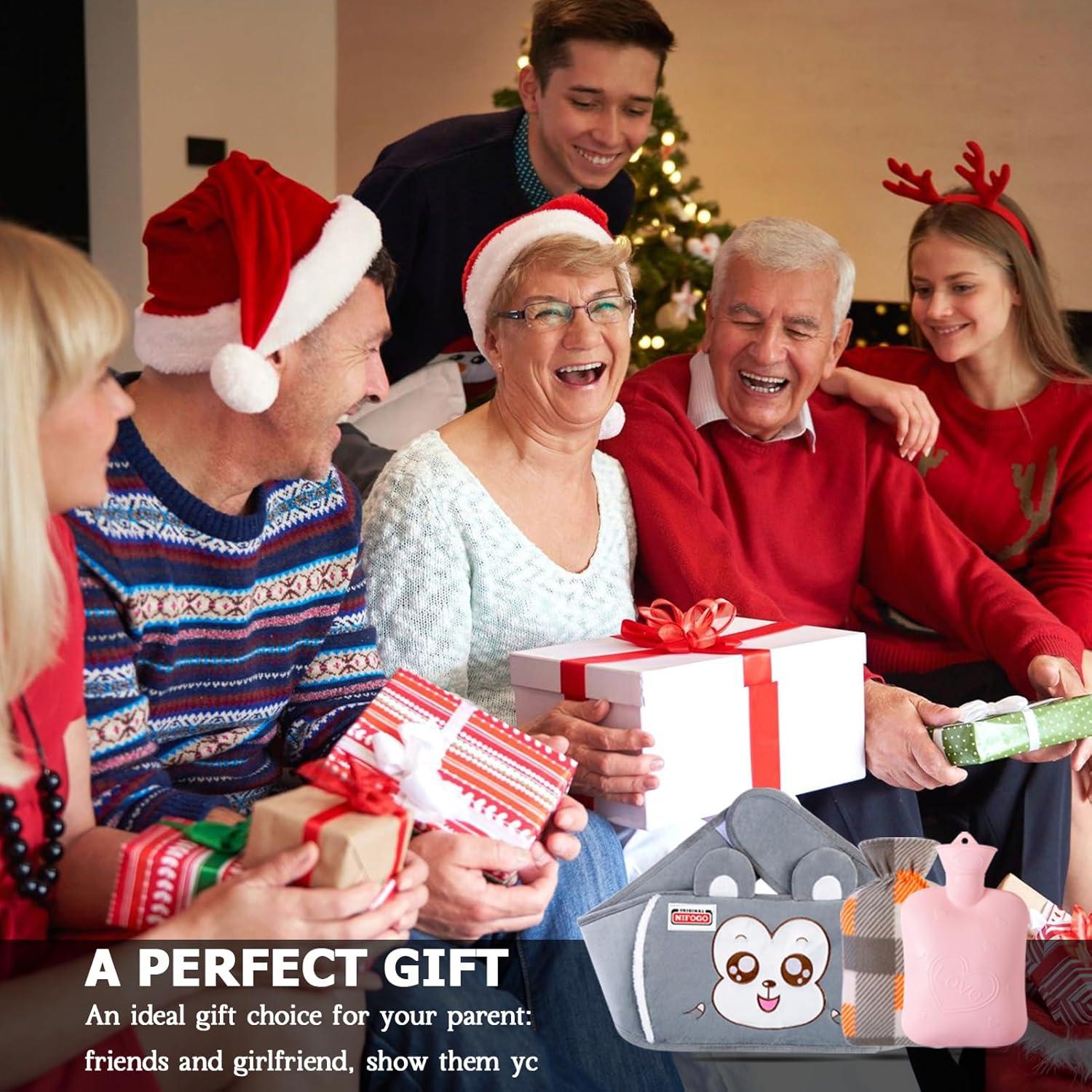 Wärmflaschengürtel 1,3L mit Weichem Bezug, Grau - Ideal für Nacken Schulter Rücken Taille