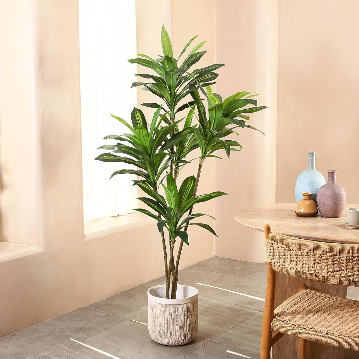 Künstlicher Drachenbaum 150cm Tropische Plastik Pflanze Topf