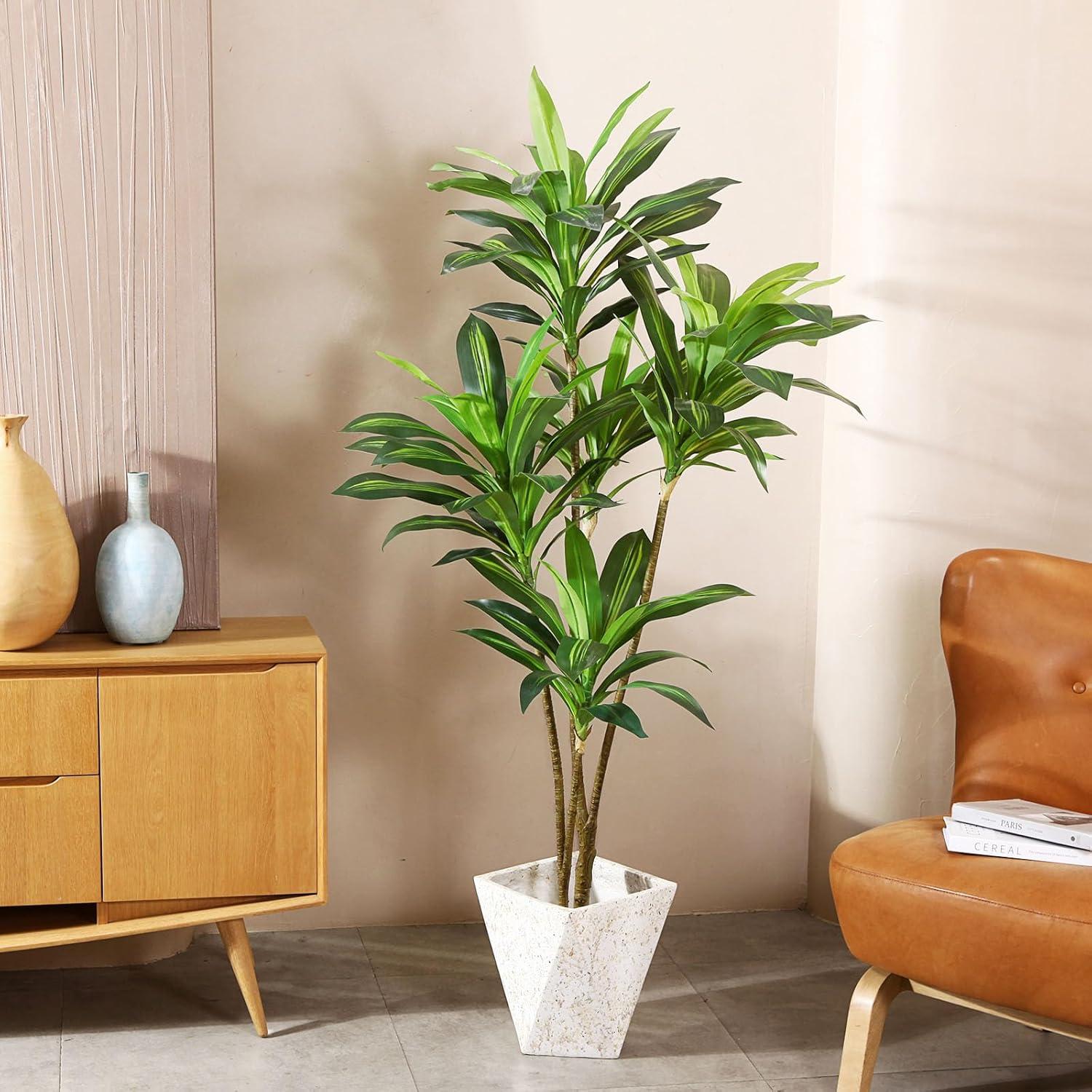 Künstlicher Drachenbaum 150cm Tropische Plastik Pflanze Topf Büro Wohnzimmer Balcon