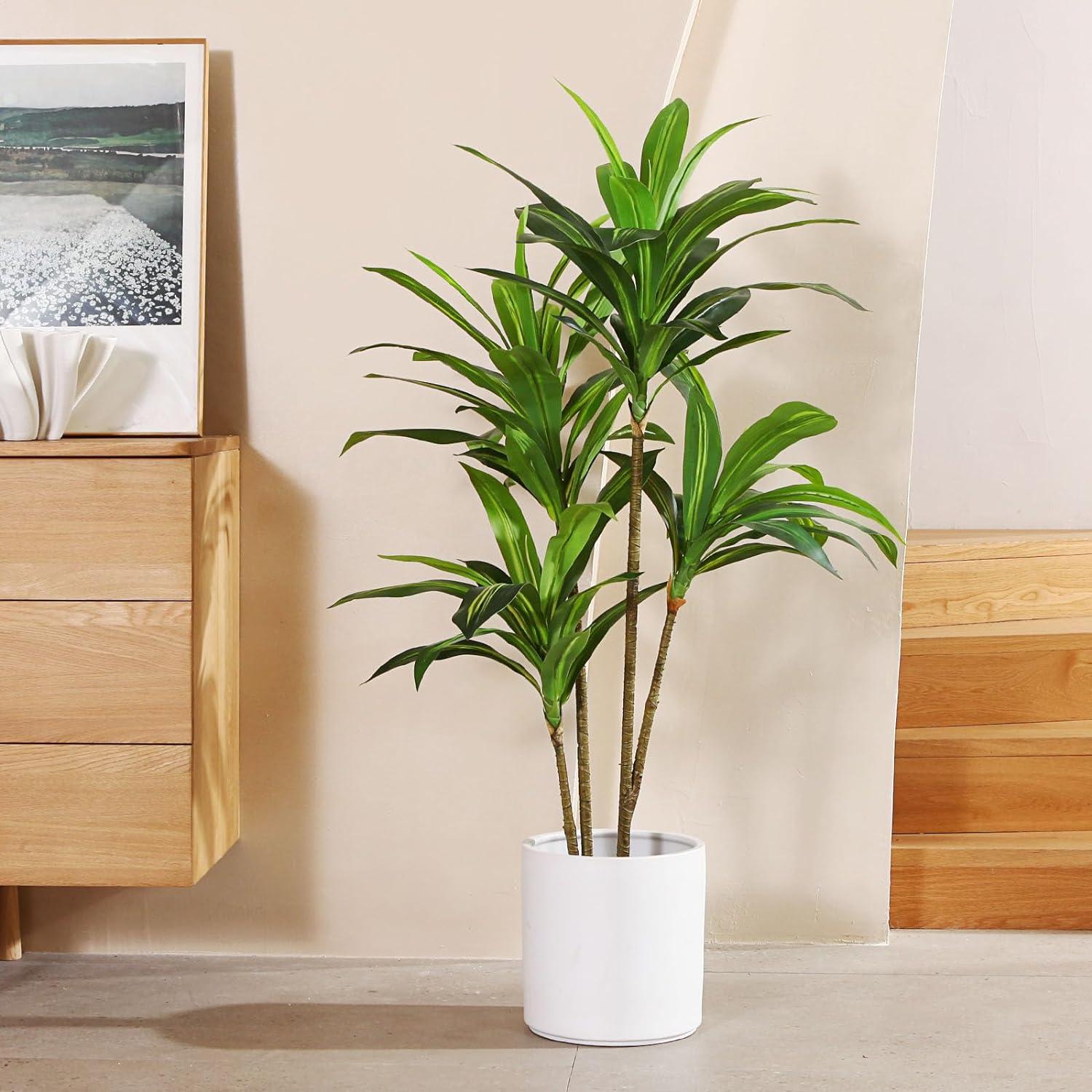 Künstlicher Drachenbaum 120cm Tropische Plastik Pflanze im Topf
