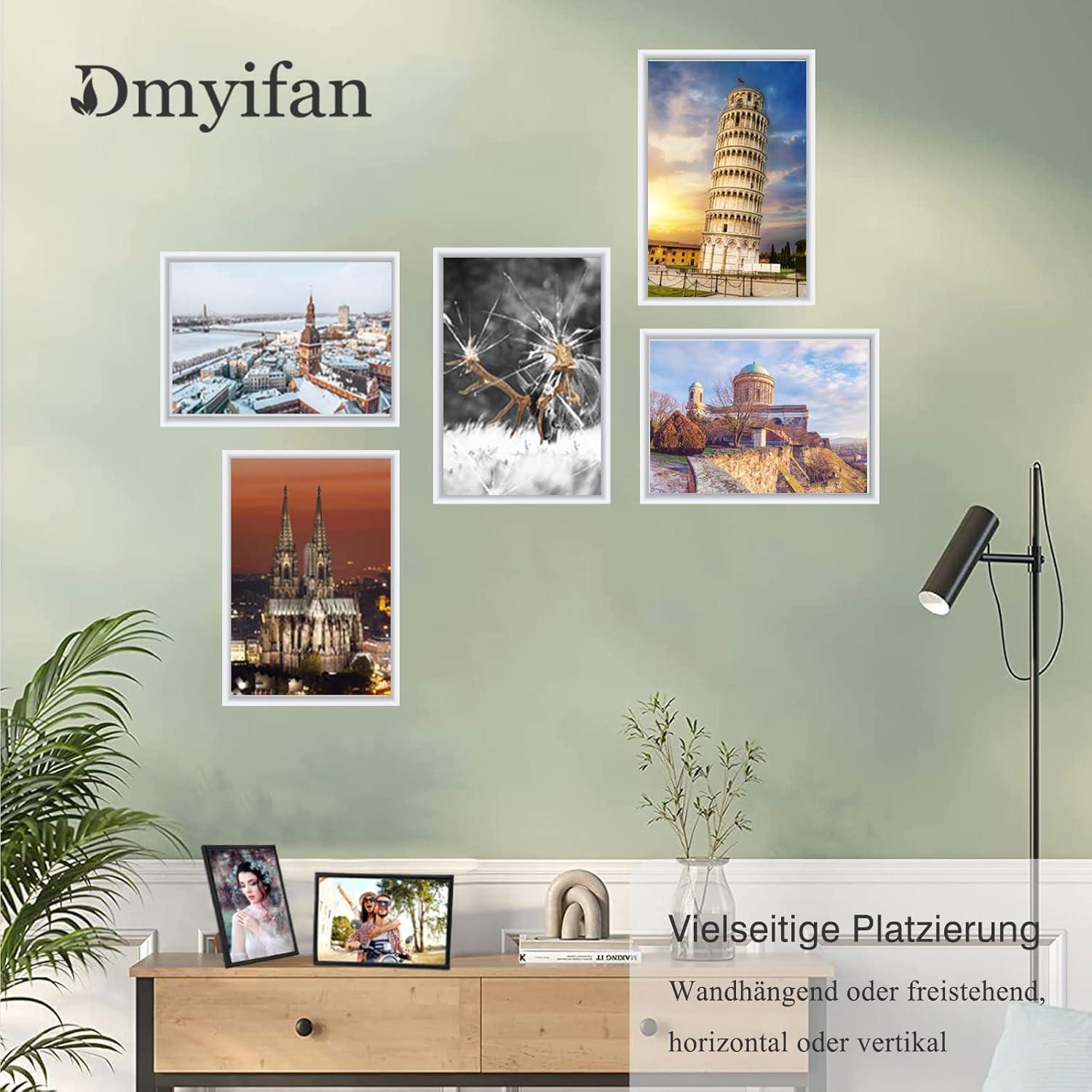 5er Set Fotorahmen Weiß DIN 8 Inches Plexi-Glas Haken Wohnzimmer Fotos