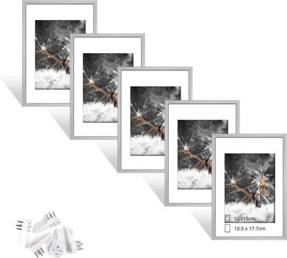 Fotorahmen Dmyifan Set Silber Bilderrahmen DIN 7 Inches Plexi-Glas