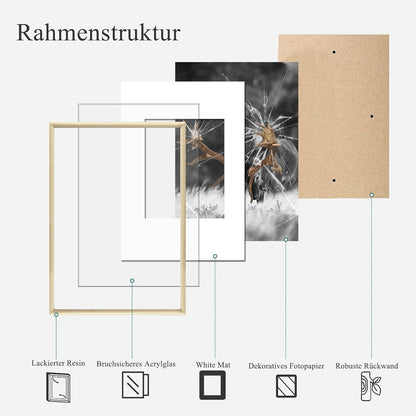 5er Set Bilderrahmen DIN A4 Plexiglas Portraitrahmen Holz 15x20cm