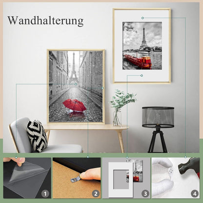 Fotorahmen Set 7'' DIN Plexi-Glas Portraitrahmen Eiche Holz 13x18cm