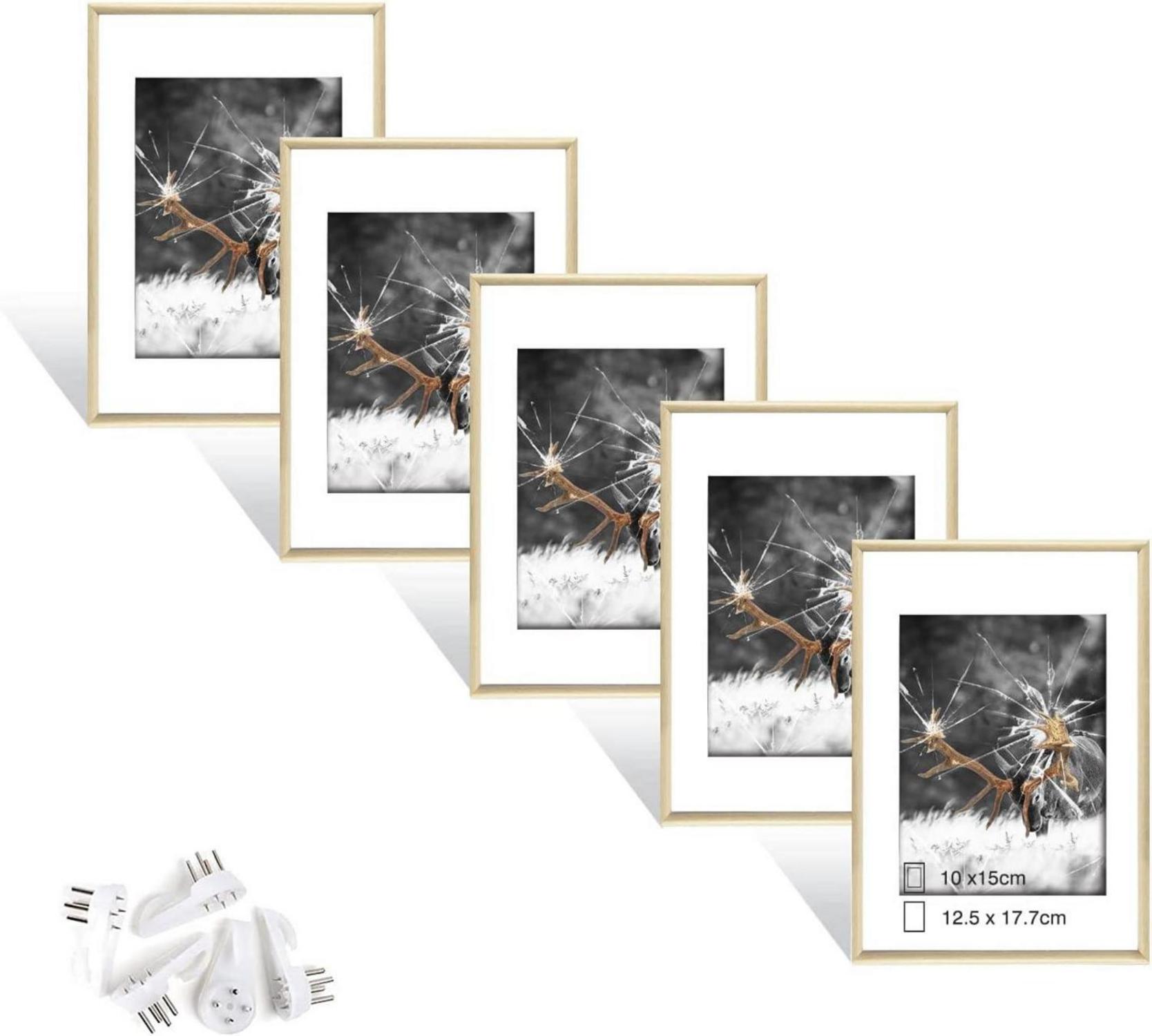 Fotorahmen Set Plexi-Glas DIN 7 Inches Eiche Holz 13x18cm