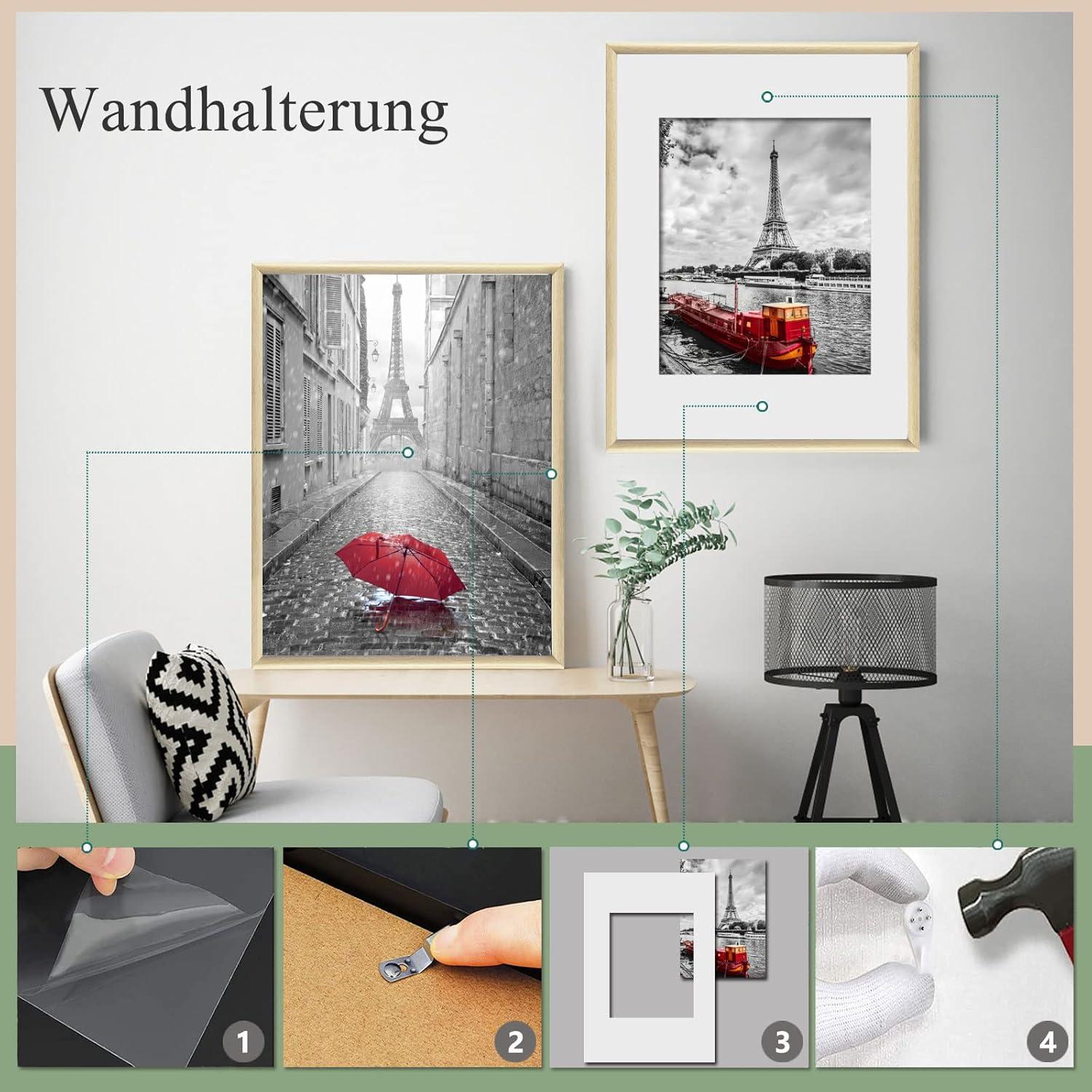 Dmyifan 5er Set Bilderrahmen DIN 7'' Plexi-Glas Holz Portraitrahmen