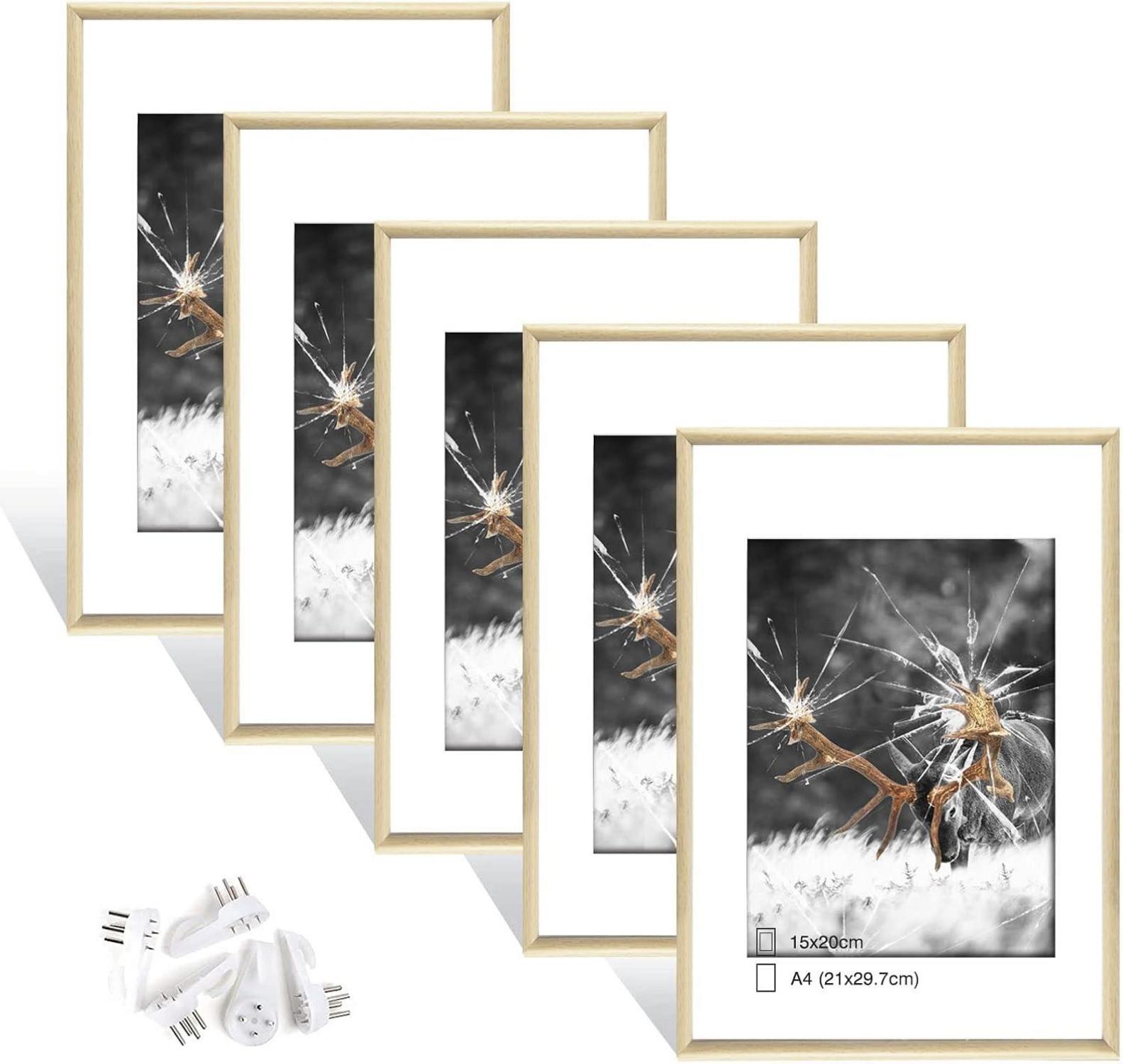 5er Set Fotorahmen Plexi-Glas A4 Portraitrahmen Wohnzimmer Portrait