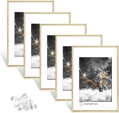 5er Set Fotorahmen Plexi-Glas A4 Portraitrahmen Wohnzimmer Portrait