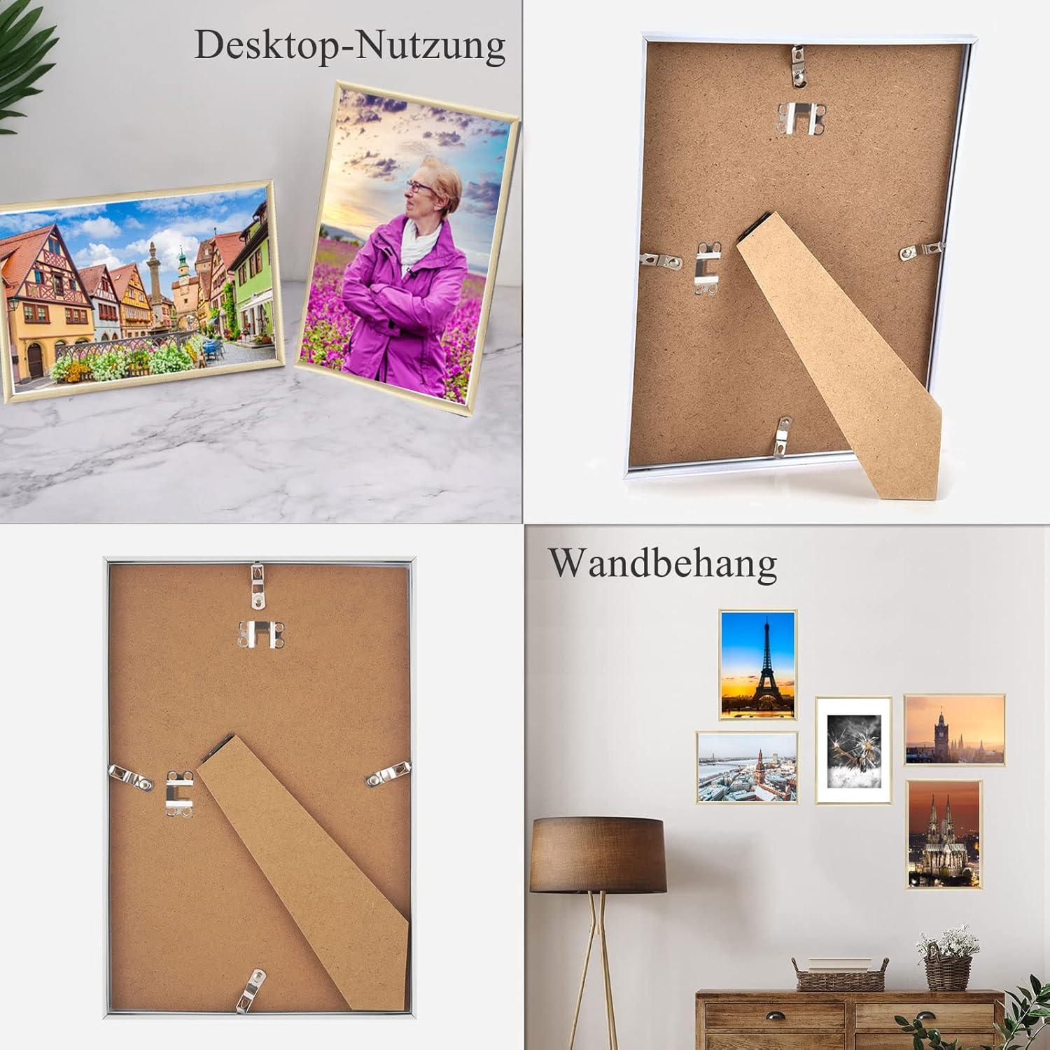 DIN A4 Fotorahmen Set 5-teilig Plexi-Glas Portraitrahmen Holz 21x29,7cm