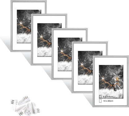 Fotorahmen Set Silber 8'' Plexi-Glas Portraitrahmen mit Haken