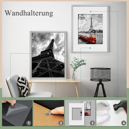 Fotorahmen Set Silber 8'' Plexi-Glas Portraitrahmen mit Haken