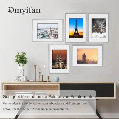 5er Set Silber Fotorahmen DIN 8 Plexi-Glas Portraitrahmen 15x20cm