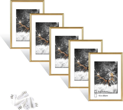 Gold Fotorahmen Bilderrahmen Plexi-Glas Portraitrahmen 8'' 15x20cm