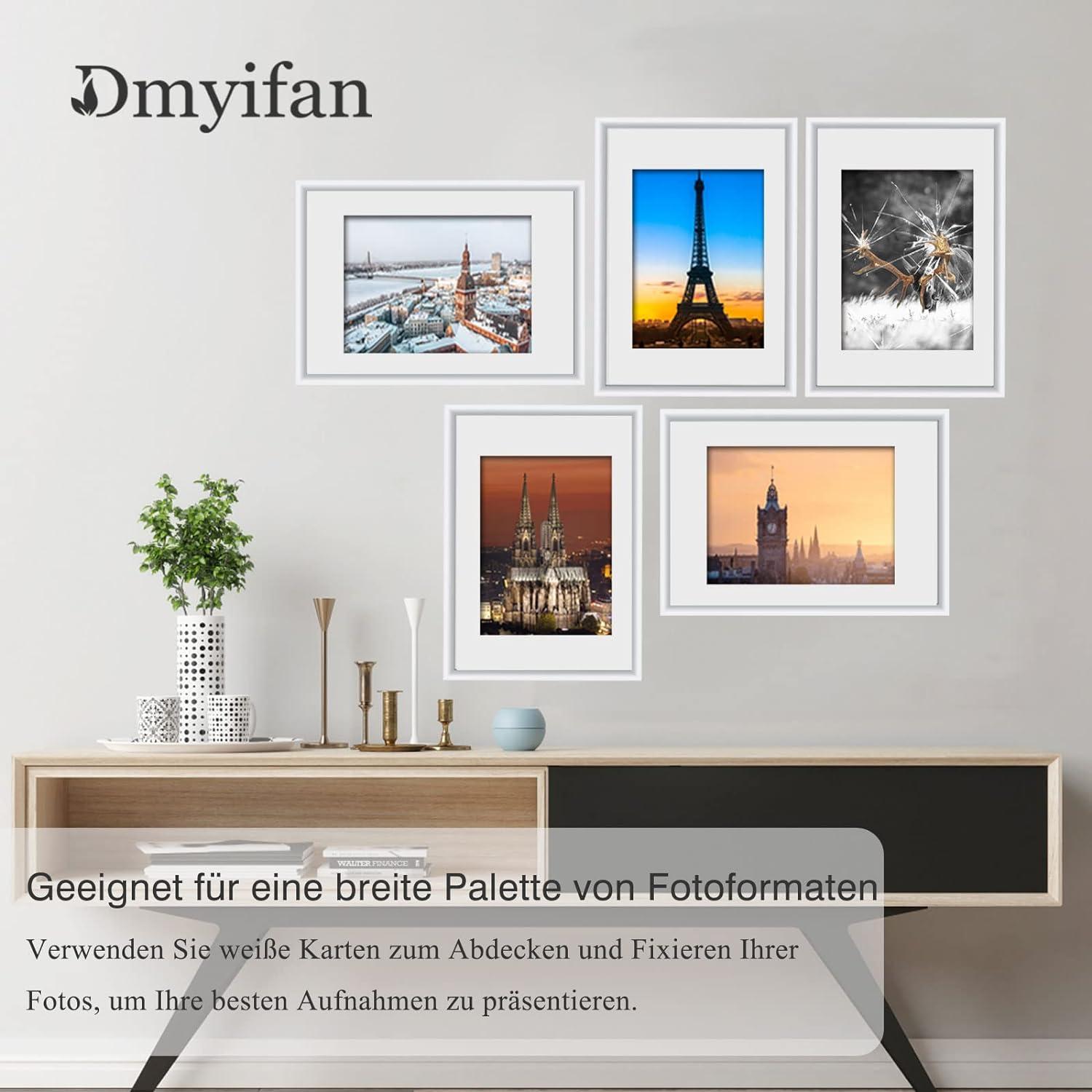5er Set Weißer Fotorahmen DIN 7 Inches Plexi-Glas Portraitrahmen