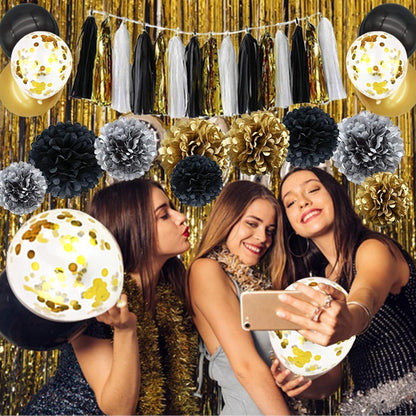 Ballons Gold Schwarz Party Dekoration Set 57 Stück DIY