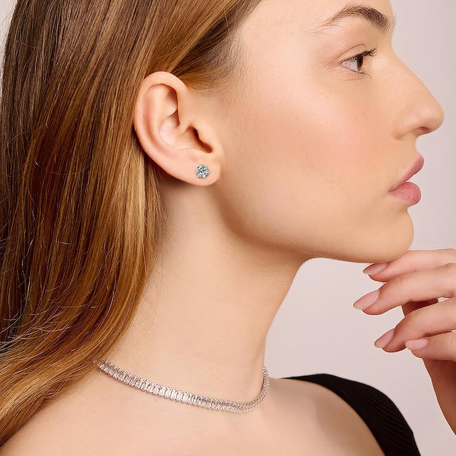 Moissanite Ohrstecker 925 Silber Damen 1,6 ct D VVS1 6mm