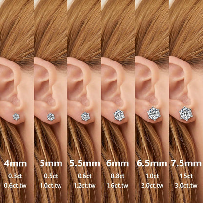 Moissanite Ohrringe Silber 925 Damen 1,6 Karat Diamant VVS1 6 mm
