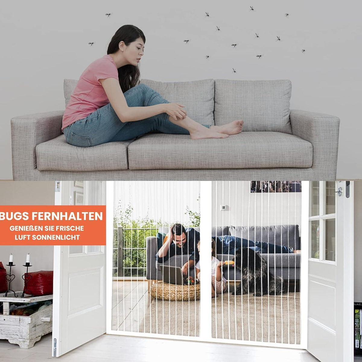 Magnetisches Fliegengitter für Tür 120x240cm – Insektenschutz ohne Bohren