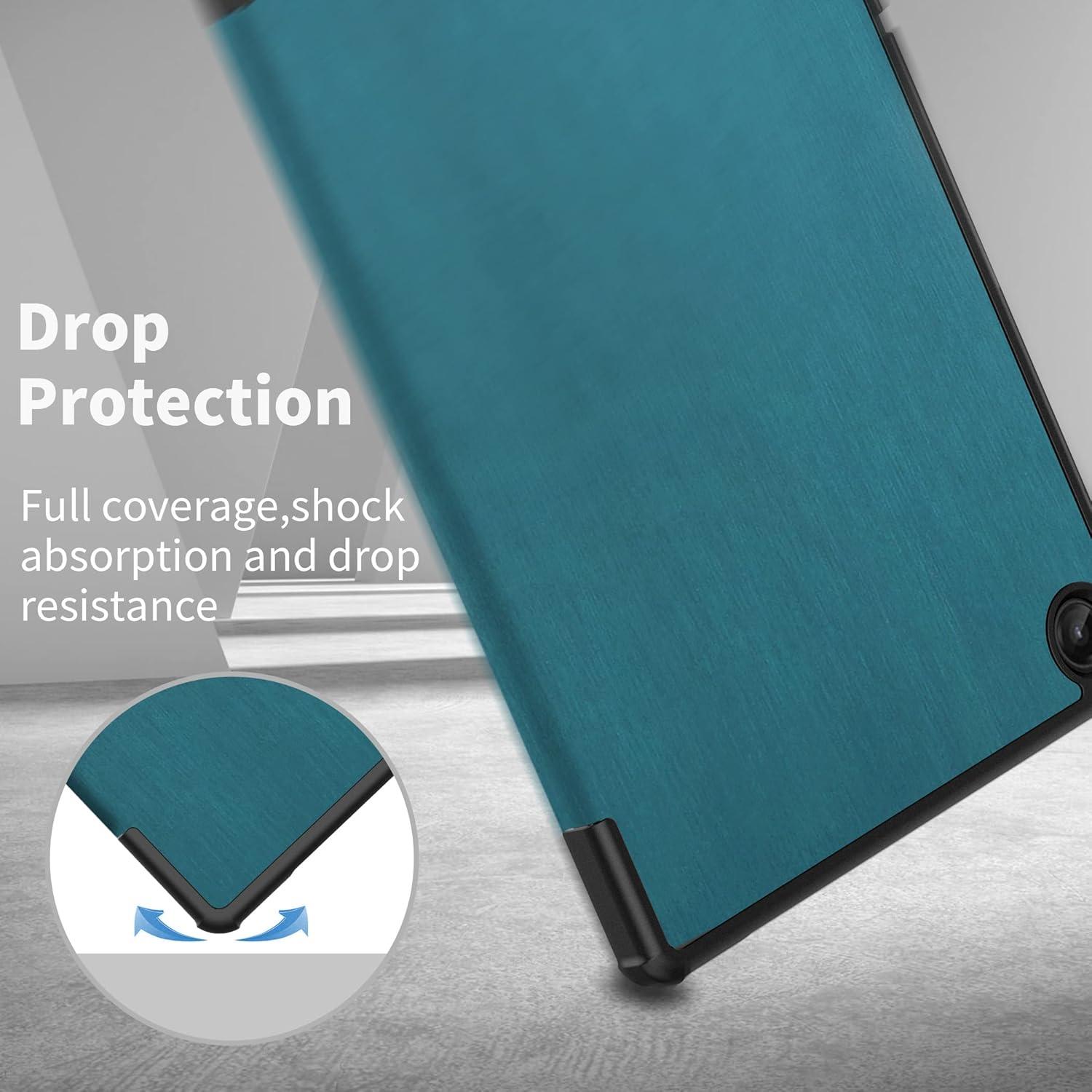 Hülle Case für Lenovo Tab M10 Plus 10.6 Zoll 2022 mit Schutzfolie und Standfunktion - Pfauenblau