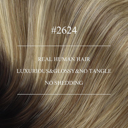 Echthaar Nanoring Extensions Balayage Braun Blond 35cm
