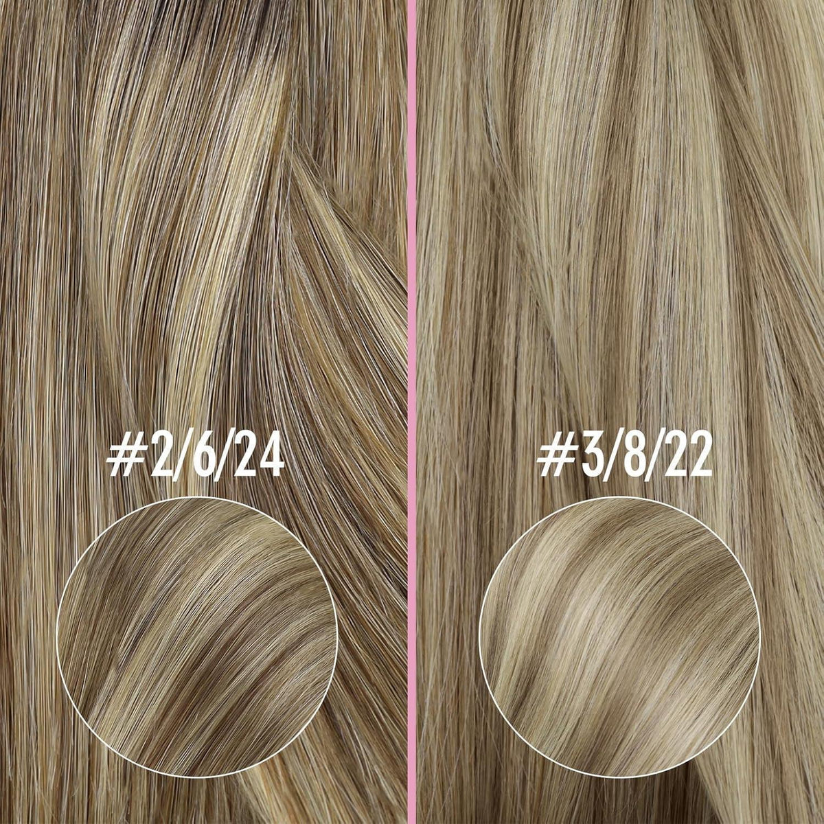 Echthaar Nanoring Extensions Balayage Braun Blond 35cm