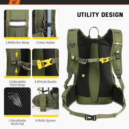 20L Wanderrucksack mit Trinksystem, Fahrrad- & Skirucksack, Militärgrün