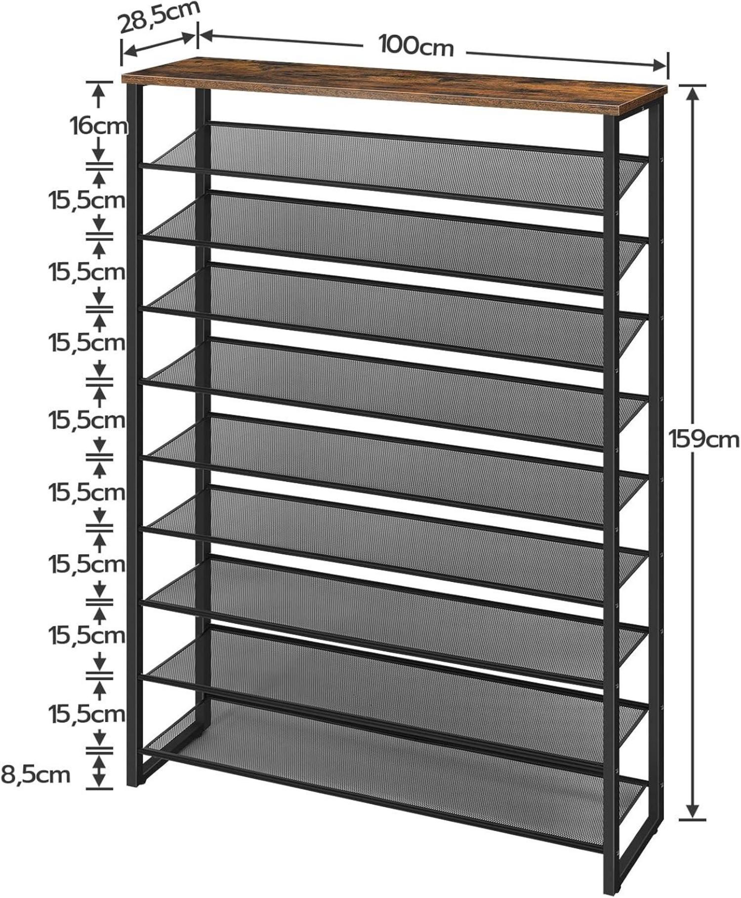 HOOBRO Schuhregal mit 10 Ebenen und 100cm