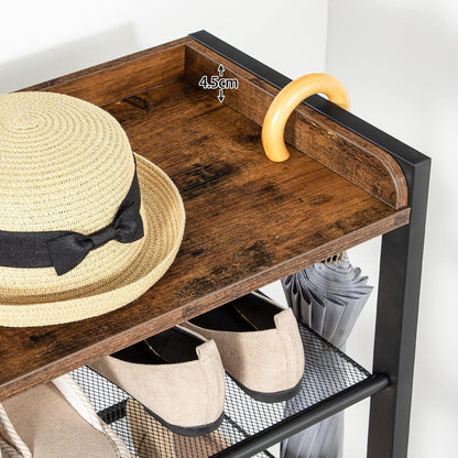 Schuhregal 10 Ebenen Schmale Schuhablage Dunkelbraun Platzsparend
