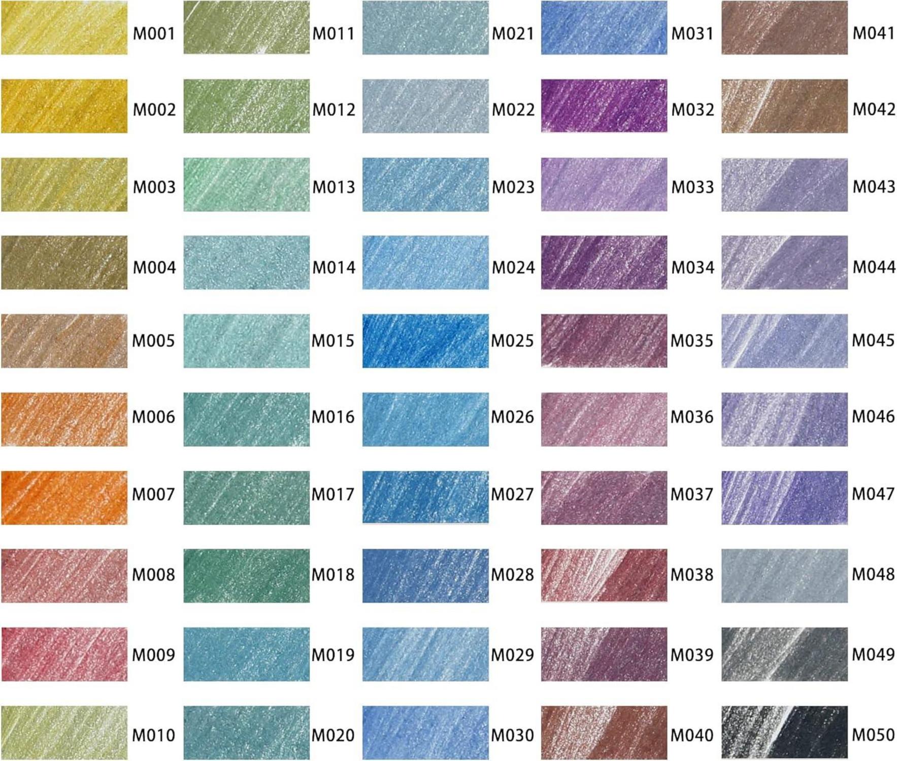 Metallic-Buntstifte Set 50 Farben weicher Kern lebendige Farben