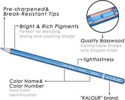 Kalour Pro Metallic-Buntstifte 50 Farben Set - Weicher Kern - Ideal für Zeichnen & Schattieren