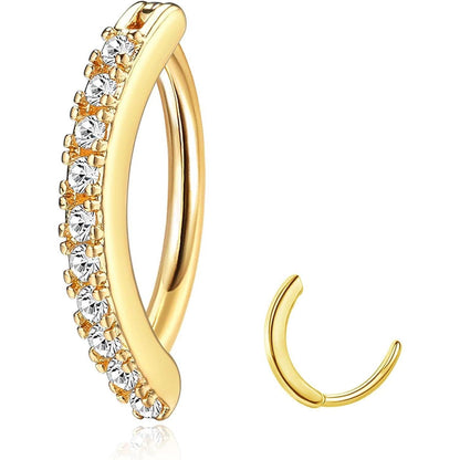 Bauchnabelpiercing Herz aus Edelstahl mit Zirkonia und Opal, 14G Gold