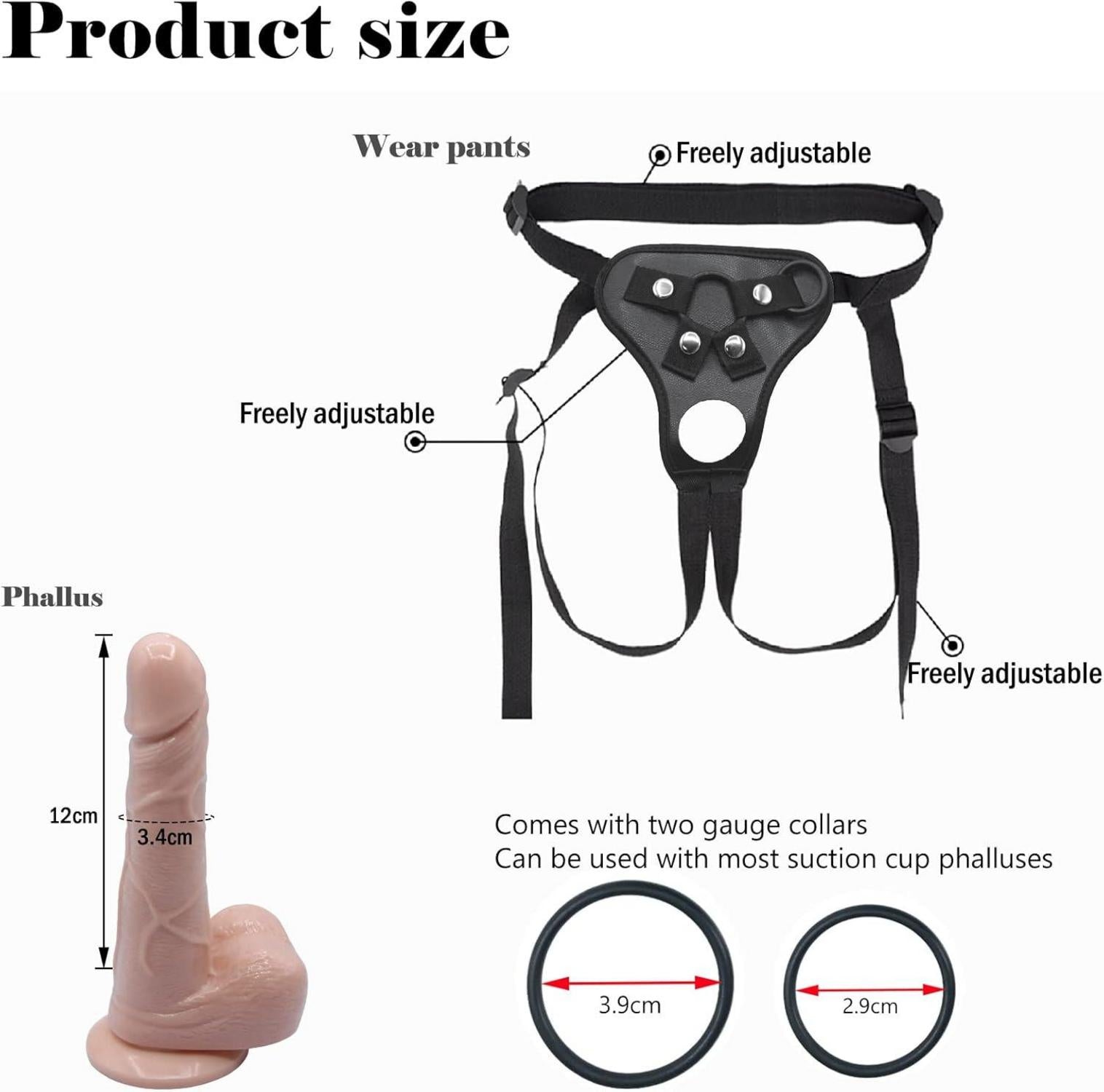 Umschnalldildo Strap On Dildo mit starkem Saugnapf und 2