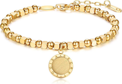 Initial Armband Damen Edelstahl Verstellbare Kette Gold