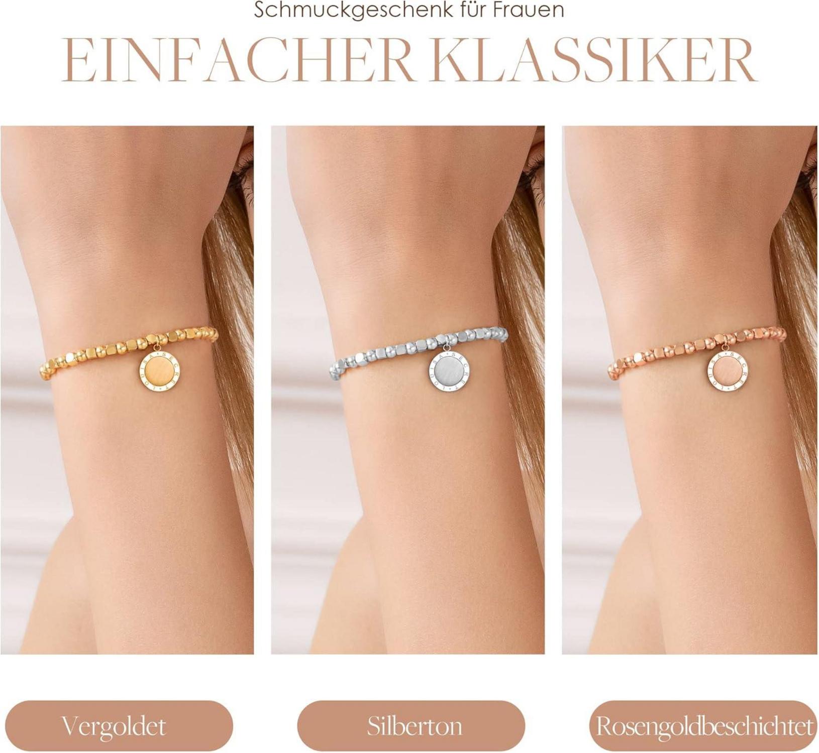 Damen Armband Initial Anhänger Edelstahl Gold Verstellbare Kette