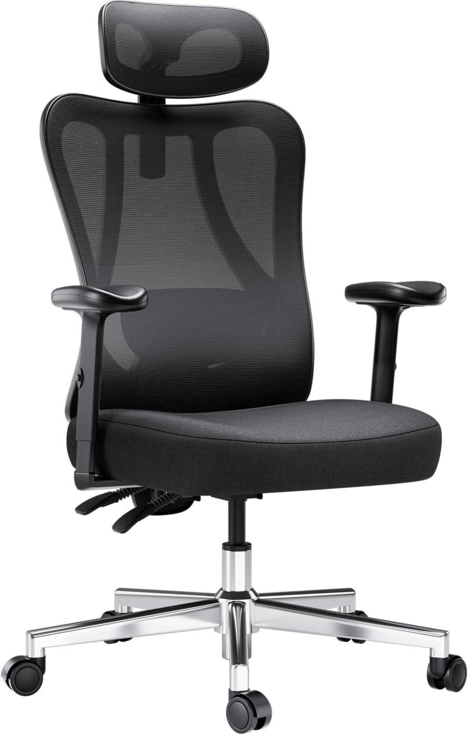 Ergonomischer Bürostuhl mit verstellbarer Kopfstütze, Lordosenstütze