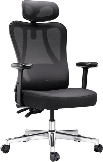 Ergonomischer Bürostuhl mit verstellbarer Kopfstütze, Lordosenstütze