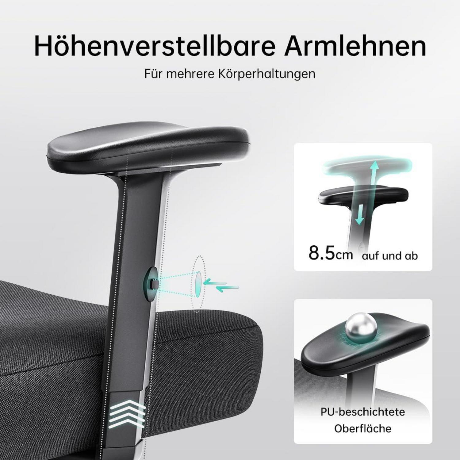 Ergonomischer Bürostuhl mit verstellbarer Kopfstütze und