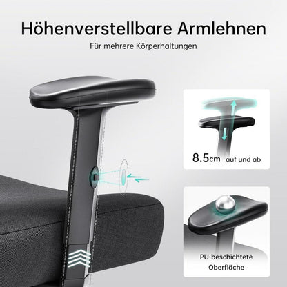 Ergonomischer Bürostuhl mit verstellbarer Kopfstütze und