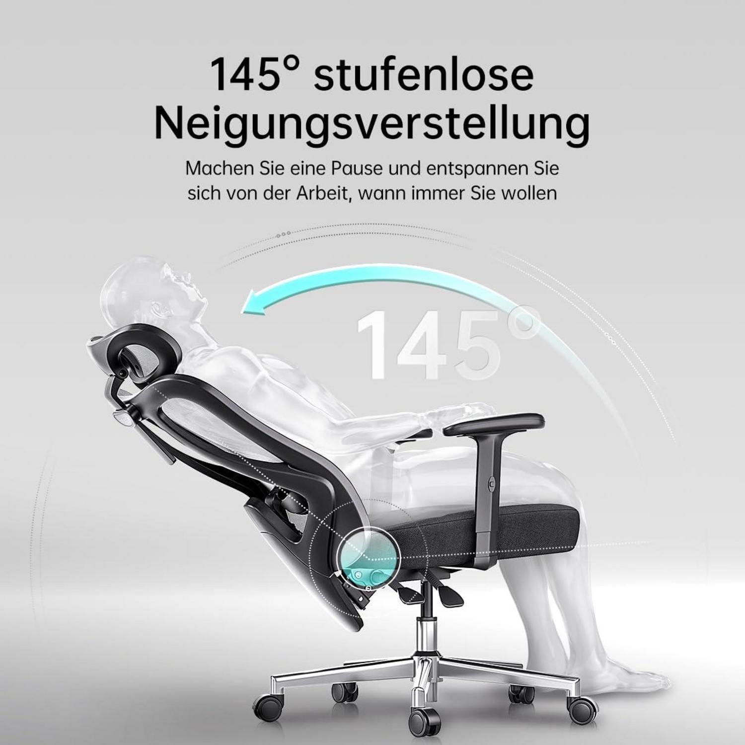 Hbada P3 Bürostuhl Ergonomisch, Schreibtischstuhl Schwarz