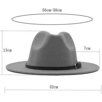 Klassischer Wollmischung Fedora Hut mit Krempe & Gürtelschnalle