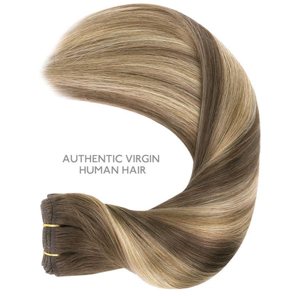 Echthaar Tressen 55cm Schokoladenbraun bis Karamellblond