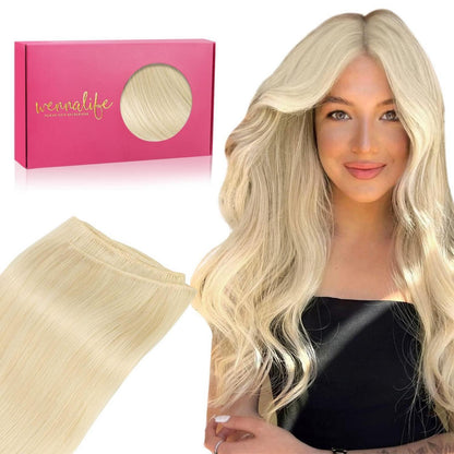 Echthaar Tressen Platinblond – Remy Weft Haarverlängerung 35cm