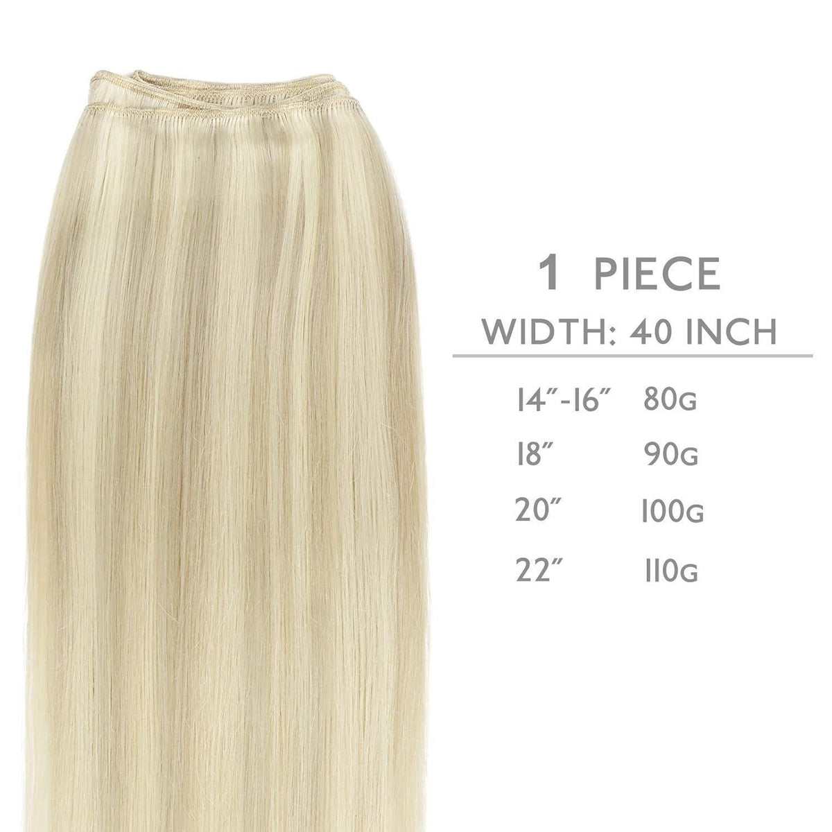 Echthaar Tressen Aschblond Highlights – 40cm, 80g