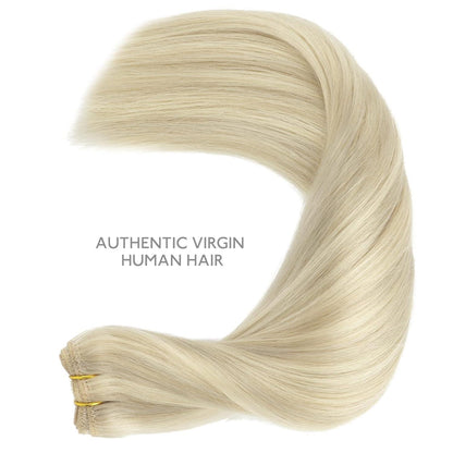 Echthaar Tressen Aschblond Highlights – 40cm, 80g