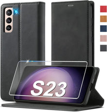 Handyhülle Samsung Galaxy S23 Leder Wallet Schwarz