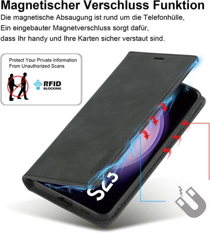2023 Handyhülle Samsung Galaxy S23 Leder Schutzfolie Klappbar Flip